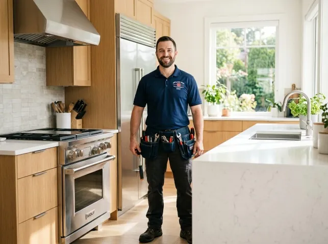 Appliance Repair Hero technician in a Arkadelphia, AR kitchen after an appliance repair